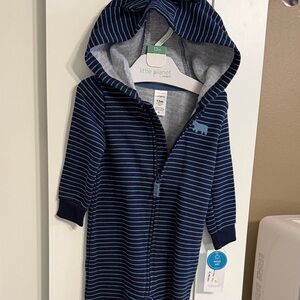 Little Planet Navy Striped Baby Onesie 12 M nwt